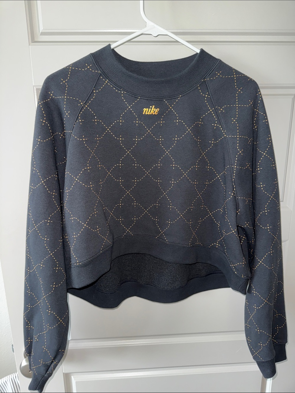 Nike Black Cropped Sweatshirt with Gold Dot Lattice